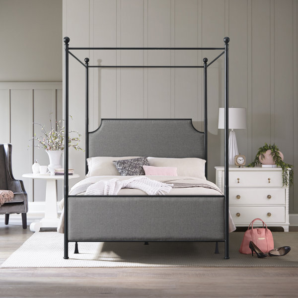Lark Manor Nordland Upholstered Metal Canopy Bed & Reviews Wayfair
